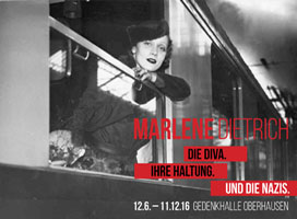 Plakat: Marlene Dietrich. Die Diva. Ihre Haltung.Und die Nazis.