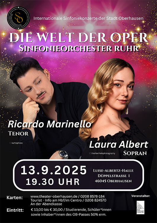 Plakat Internationale Sinfoniekonzerte der Stadt Oberhausen, Die Welt der Oper, Sinfonieorchester Ruhr