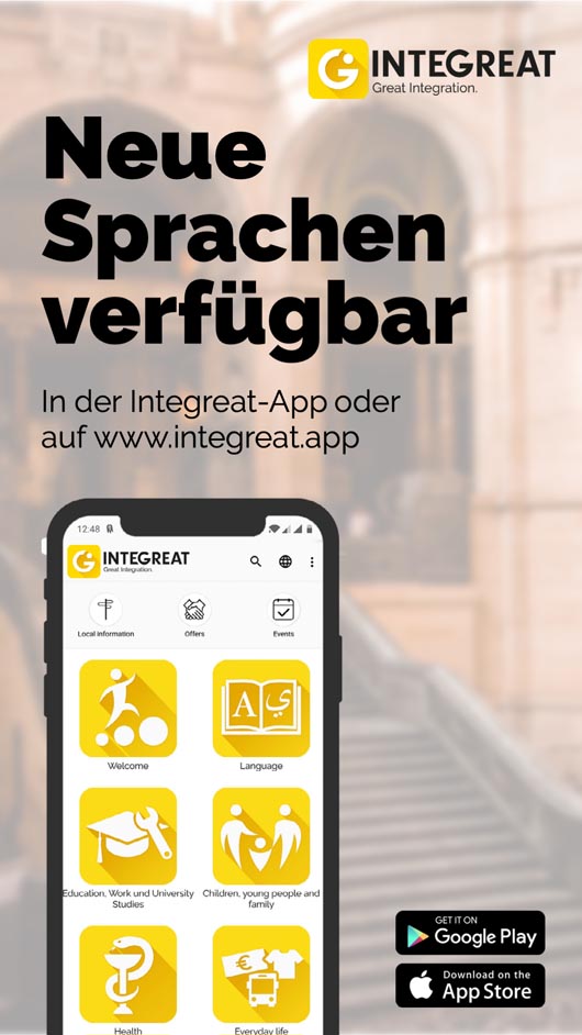 Sieben neue Sprachen in der Integreat-App