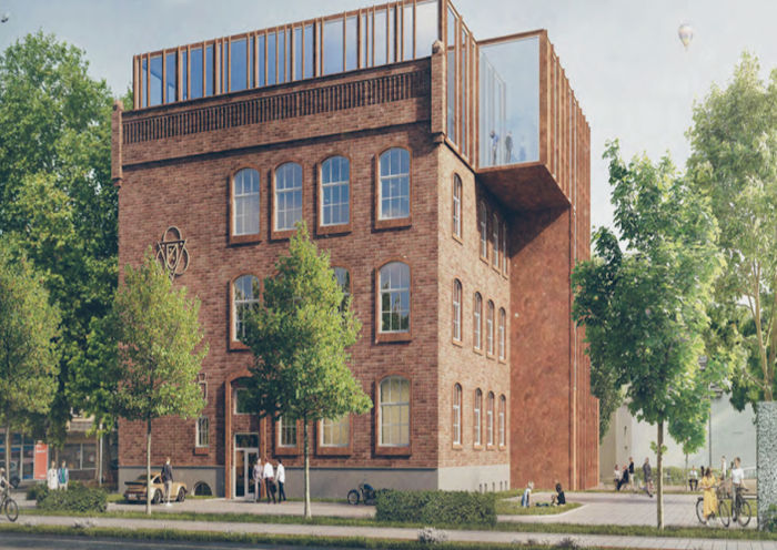 Seitenansicht des Entwurfes des alten Rathauses Sterkrade von pagelhenn architektinnenarchitekt PartGmbB (Grafik: pagelhenn architektinnenarchitekt PartGmbB)