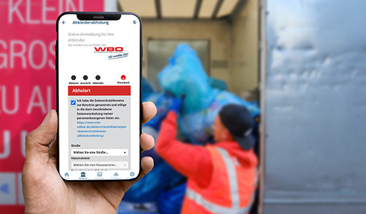 In der Oberhausen-App kann man auch die Altkeiderabholung nun digital beantragen. Foto: Stadt Oberhausen/Tom Thöne