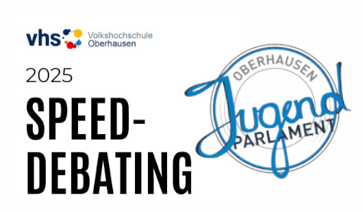 Speed-Debatting und Logo des Jugendparlaments