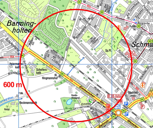 Lageplan der Bombe in der Hühnerstraße (Quelle: Stadt Oberhausen)