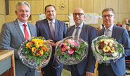 OB Daniel Schranz mit den drei Beigeordneten