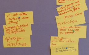 Foto: Moderationswand Workshop Kein Kind zurücklassen