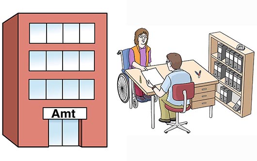 Amt Antrag, Grafiken: Lebenshilfe für Menschen mit geistiger Behinderung Bremen e.V. Illustrator Stefan Albers, Atelier Fleetinsel, 2013