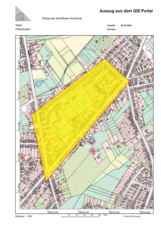 Skizze der betroffenen Anwohnerinnen und Anwohner. (Copyright: Stadt Oberhausen)