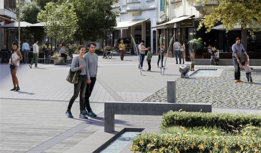 Visualisierung der umgestalteten Bahnhofstraße. Quelle: Hoff-Koch