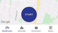 Startbildschirm der RadRouten-App