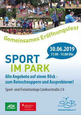 Bild zeigt Werbung für Sport im Park 2019